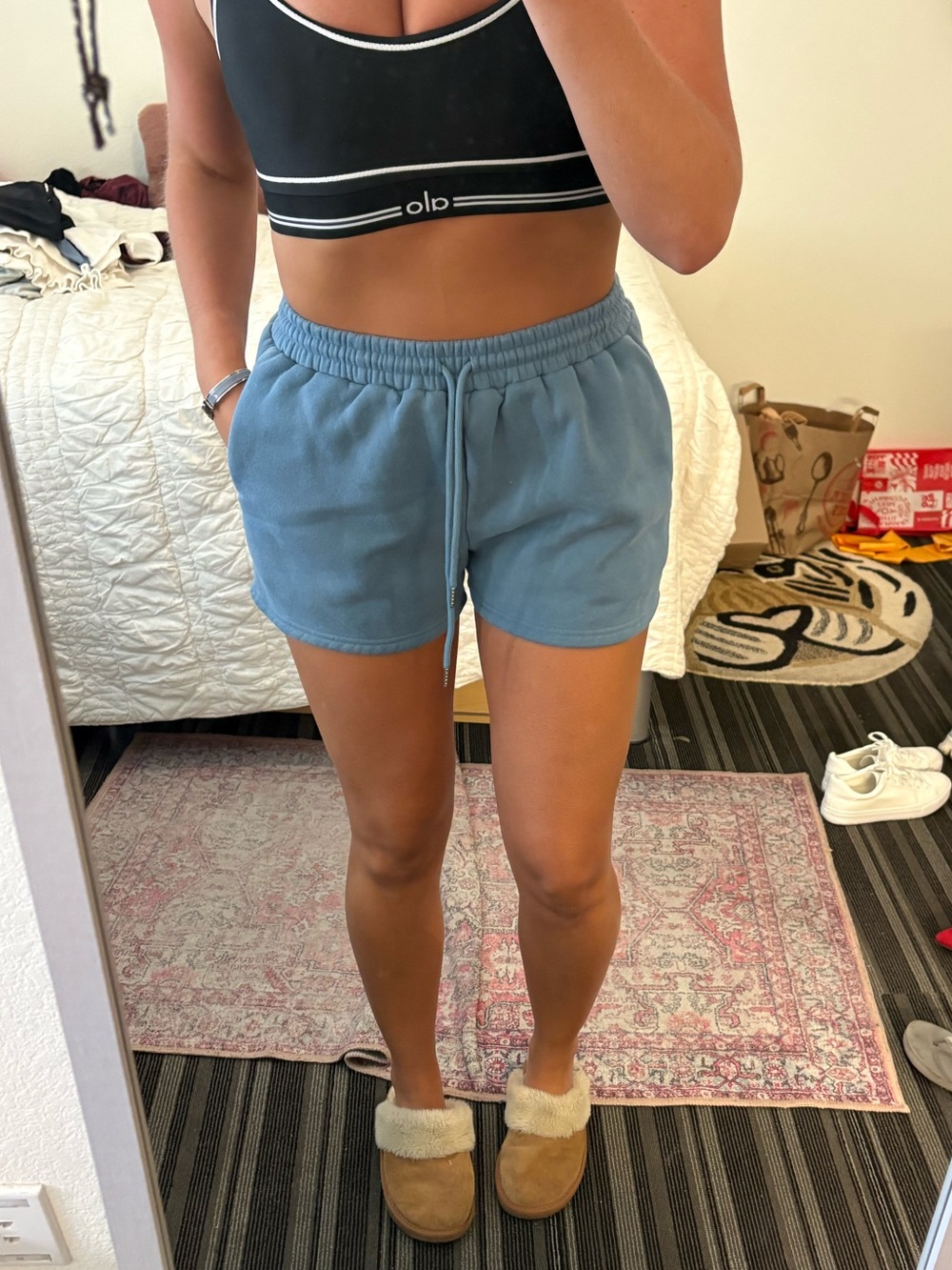 Amazon Women's Dusty Blue Elastic-Waist Athletic Shorts